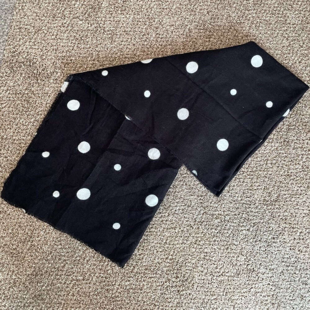 Zara extra wide black white polka dot raw edged scarf or wrap